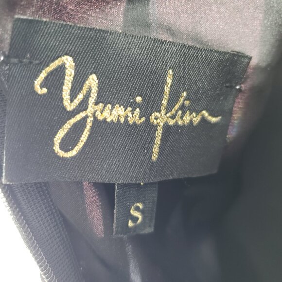 Yumi Kim Floral Print Faux Wrap Mini Dress S Sleeveless Side Tie Black Blue - Picture 4 of 11